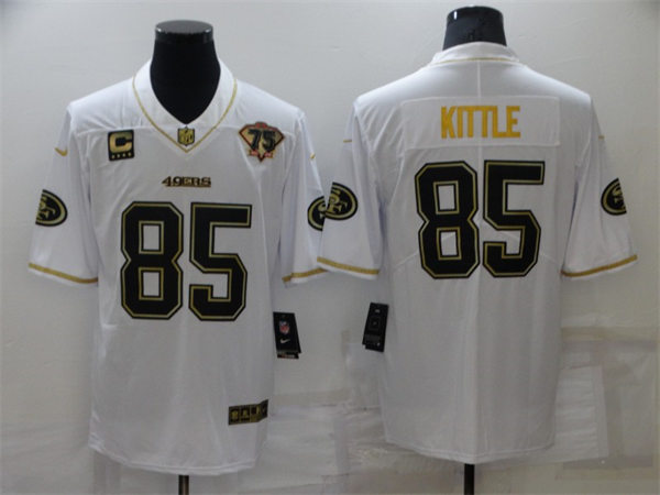 Men's San Francisco 49ers #85 George Kittle Nike White Gold Retro Football Jersey