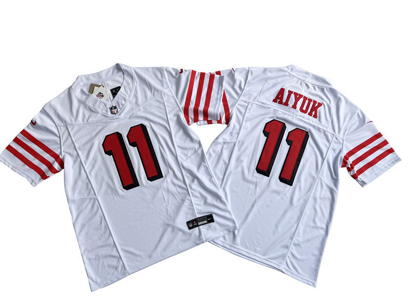 Men's San Francisco 49ers #11 Brandon Aiyuk Nike White Alternate 2023 F.U.S.E. Vapor Limited Jersey