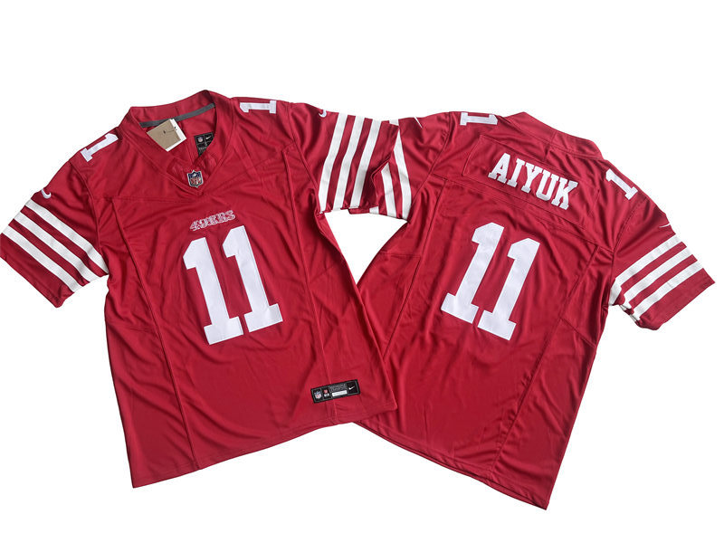 Men's San Francisco 49ers #11 Brandon Aiyuk Nike Scarlet 2023 F.U.S.E. Vapor Limited Jersey