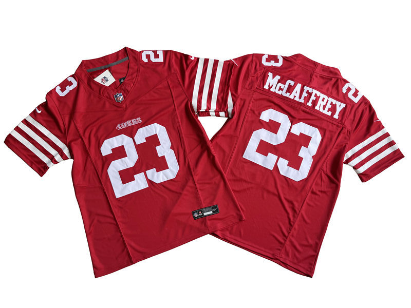 Men's San Francisco 49ers #23 Christian McCaffrey Nike Scarlet 2023 F.U.S.E. Vapor Limited Jersey