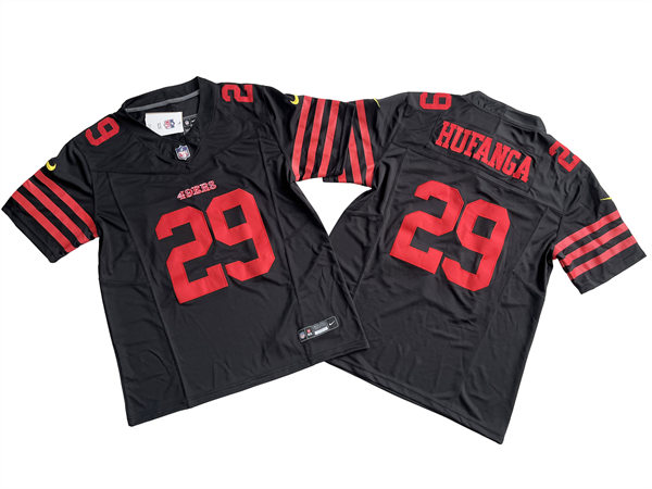 Mens San Francisco 49ers #29 Talanoa Hufanga Nike Black Alternate 2023 F.U.S.E. Vapor Limited Player Jersey