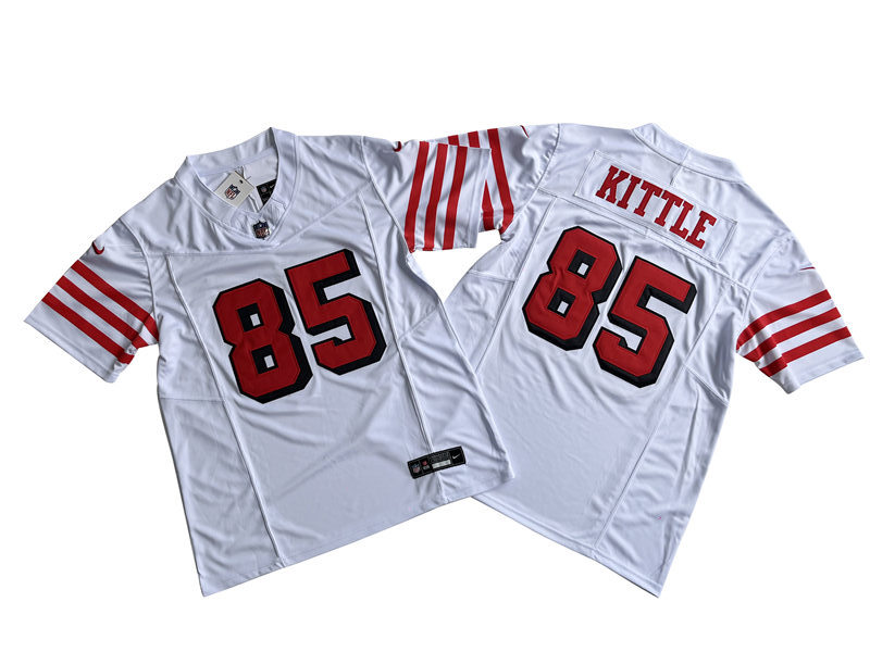 Men's San Francisco 49ers #85 George Kittle Nike White Alternate 2023 F.U.S.E. Vapor Limited Jersey