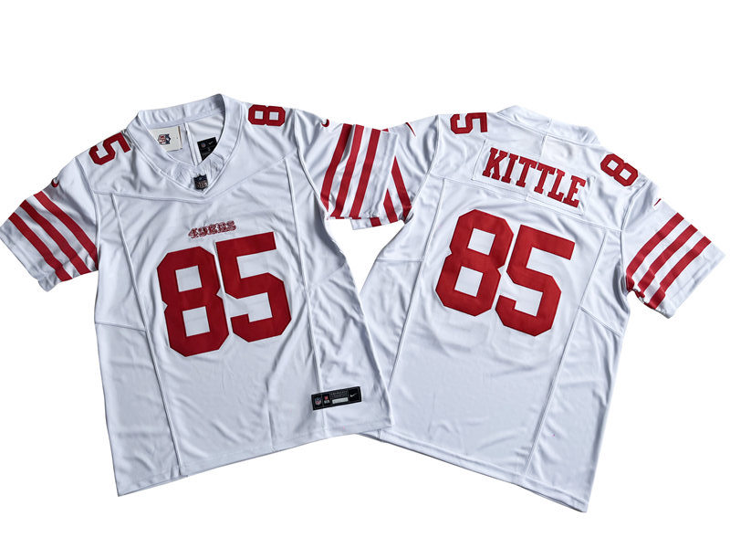 Men's San Francisco 49ers #85 George Kittle Nike Home White 2023 F.U.S.E. Vapor Limited Jersey