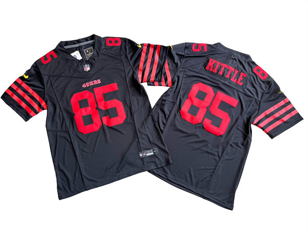 Men's San Francisco 49ers #85 George Kittle Nike Black Alternate 2023 F.U.S.E. Vapor Limited Jersey