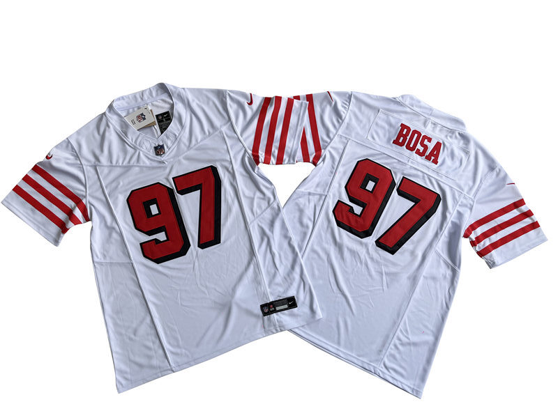 Men's San Francisco 49ers #97 Nick Bosa Nike White Alternate 2023 F.U.S.E. Vapor Limited Jersey