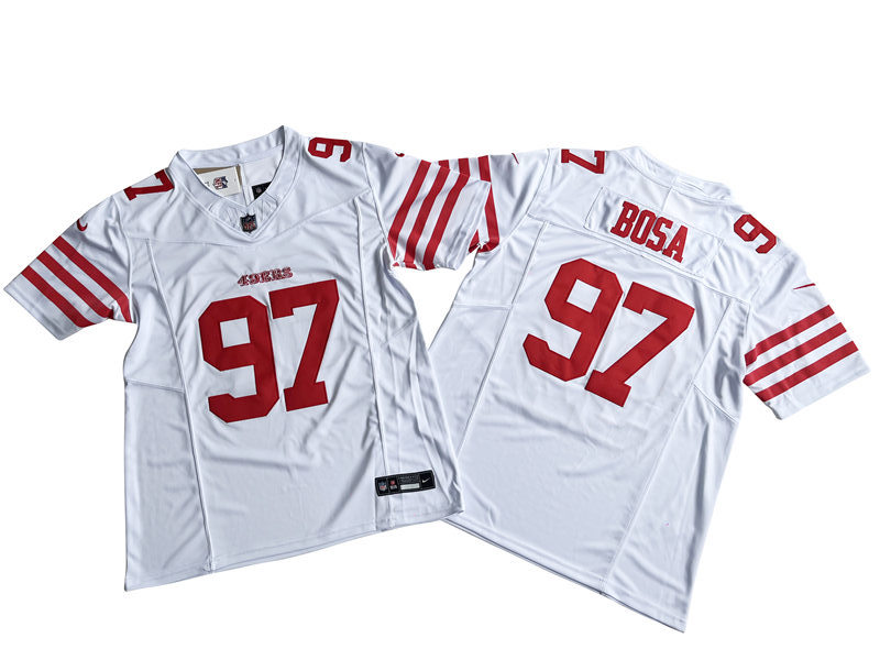 Men's San Francisco 49ers #97 Nick Bosa Nike Home White 2023 F.U.S.E. Vapor Limited Jersey