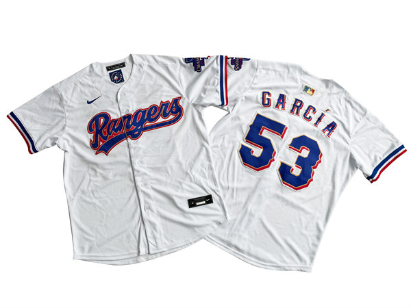 Mens Texas Rangers #53 Adolis Garcia  GOLD-TRIMMED WORLD SERIES CHAMPIONSHIP Limited Jersey