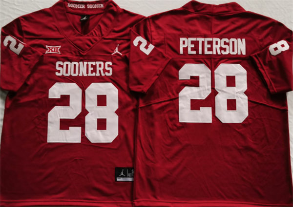Men's Oklahoma Sooners #28 Adrian Peterson Jordan Red Game Football Jersey