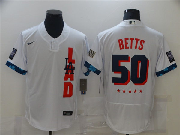Mens Los Angeles Dodgers #50 Mookie Betts Nike White Stitched 2021 MLB All-Star Game Jersey