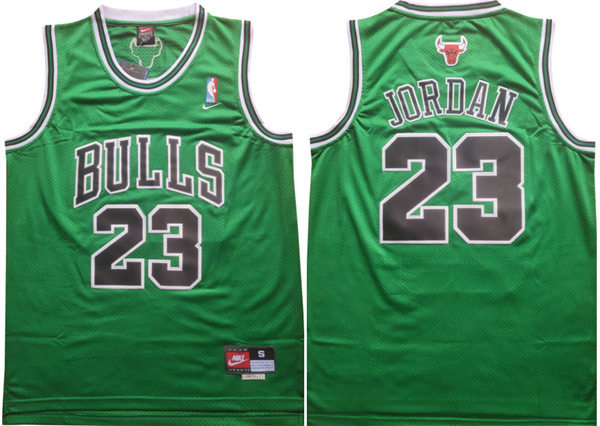 Men's Chicago Bulls #23 Michael Jordan Nike Green St. Patrick Jersey