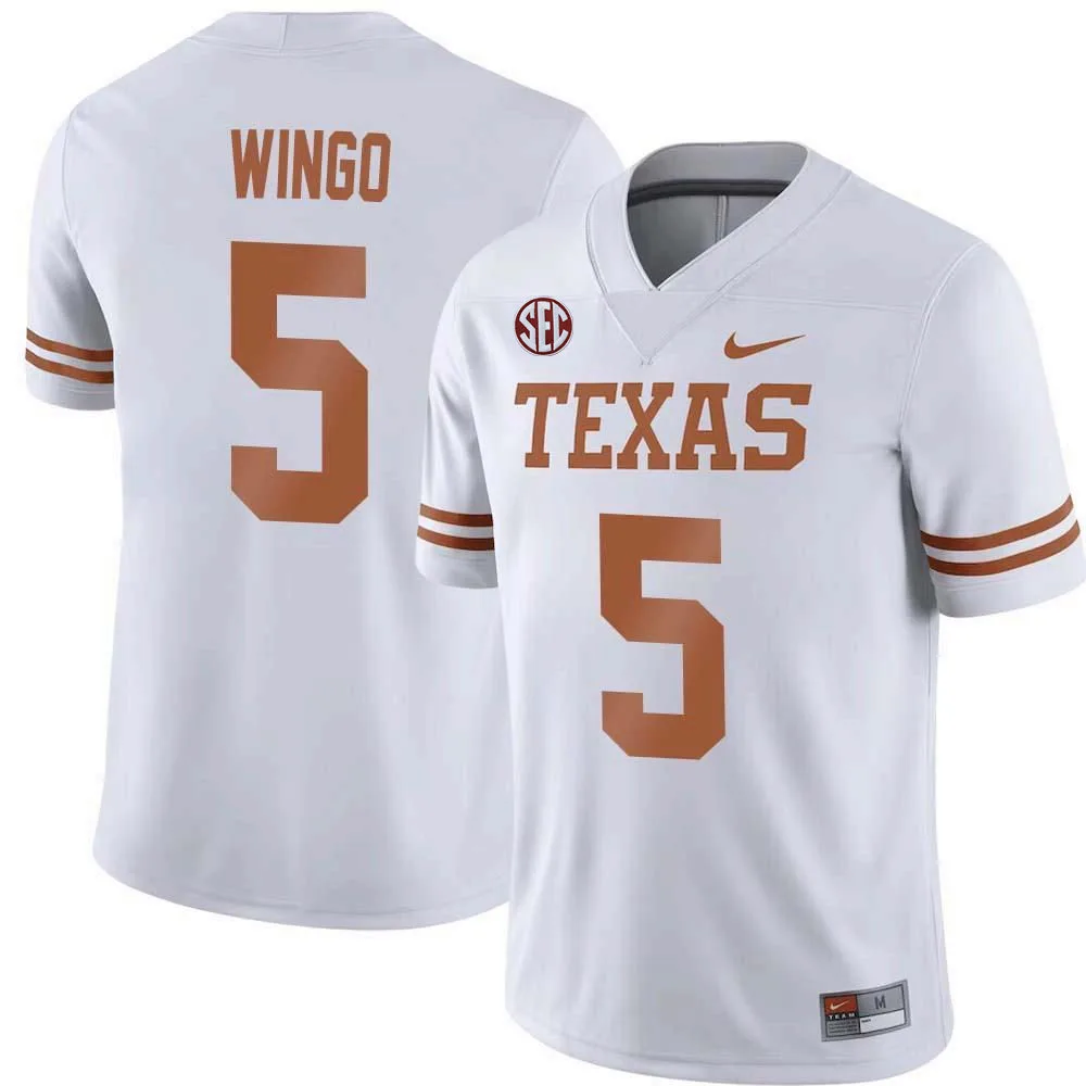 Mens Texas Longhorns #5 Ryan Wingo 2025 SEC White College Football Game Jersey