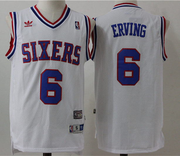 Men's Philadelphia 76ers #6 Julius Erving White Hardwood Classics Soul Swingman Throwback Jersey