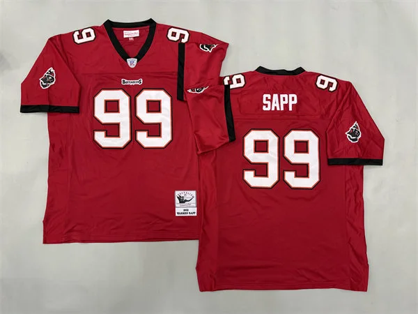 Mens Tampa Bay Buccaneers #99 Warren Sapp Mitchell & Ness Red Throwback Football Jersey