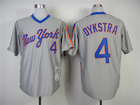 Men's New York Mets #4 Lenny Dykstra Gray Throwback Jersey
