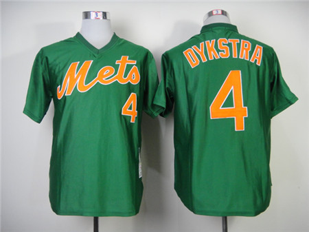 Men's New York Mets #4 Lenny Dykstra Green Pullov Throwback Jersey