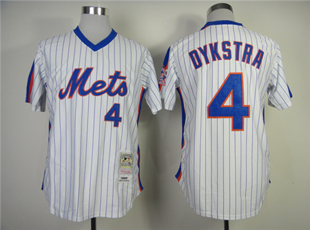 Men's New York Mets #4 Lenny Dykstra White Throwback Jersey