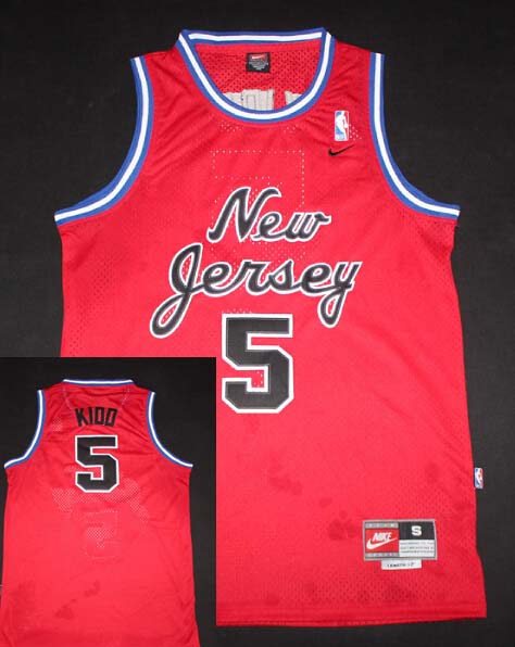 Men's New Jersey Nets #5 Jason Kidd Red Throwback Swingman Jersey