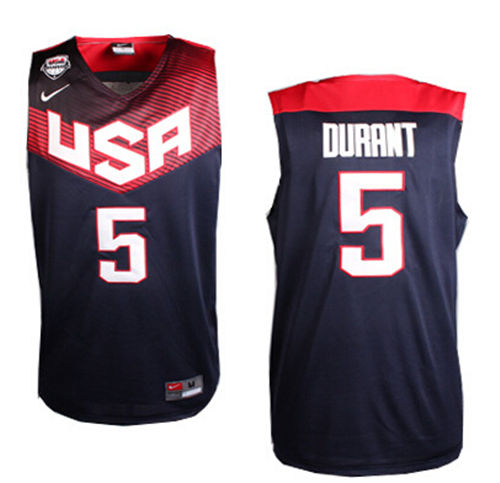 Men's 2014 FIBA Team USA Basketball Jersey #5 Kevin Durant Navy blue