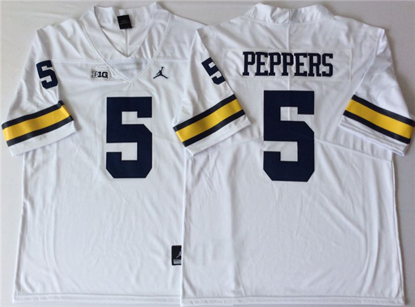 Men's Michigan Wolverines #5 Jabrill Peppers Brand Jordan White Big 10 College Football Jersey S-3XL