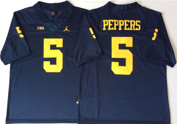Men's Michigan Wolverines #5 Jabrill Peppers Brand Jordan Navy Big 10 College Football Jersey S-3XL