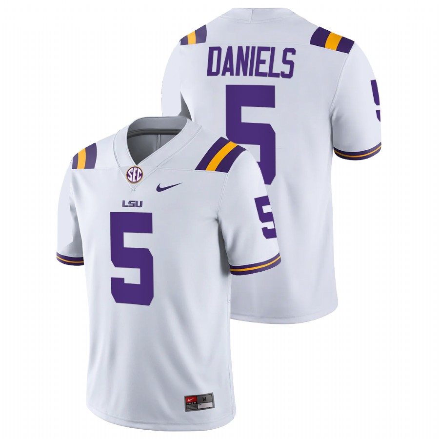 Mens Youth LSU Tigers #5 Jayden Daniels White Nike Stitched College Football Game Jersey