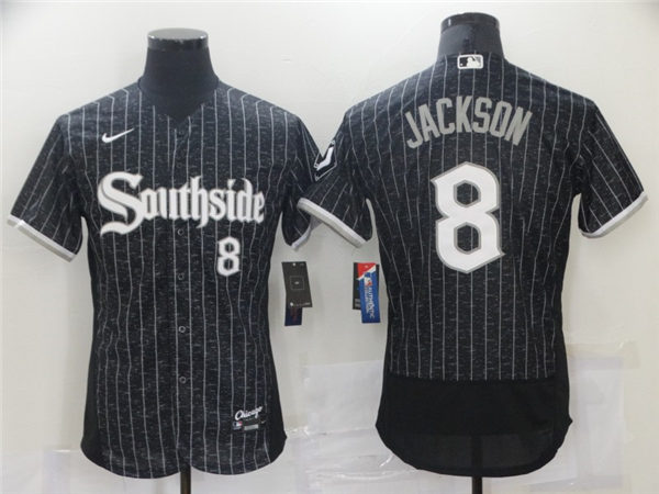 Men's Chicago White Sox Retired Player #8 Bo Jackson Stitched Nike Black 2021 MLB FlexBase City Connect Jersey