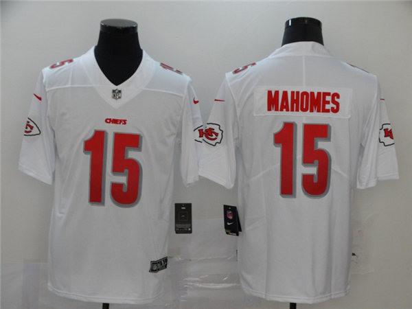 Men's Kansas City Chiefs #15 Patrick Mahomes Nike White NFL team logo cool edition jersey