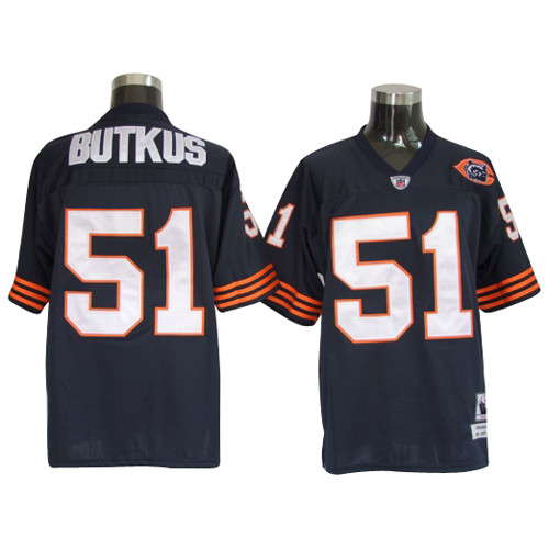 Mitchell&Ness Chicago Bears #51 Dick Butkus Blue Throwback With Bear Patch Jersey