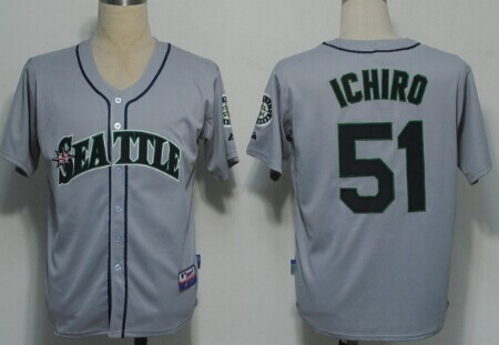 Men's Seattle Mariners #51 Suzuki Ichiro Gray Jersey