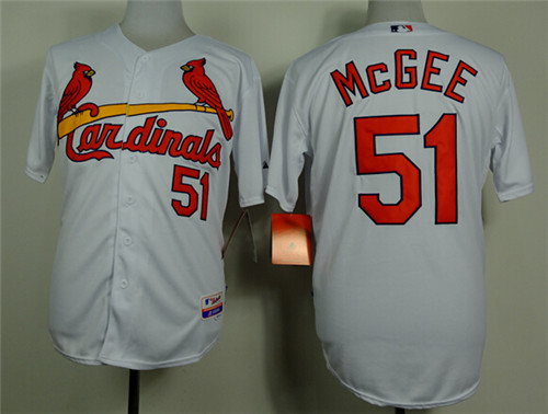 Men's St.Louis Cardinals #51 Willie McGee White Throwback Jersey