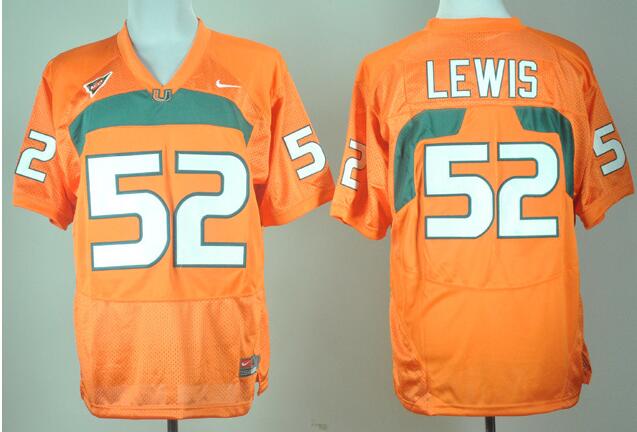 Men's Miami Hurricanes #52 Ray Lewis Nike Orange NCAA College Throwback Football Jersey