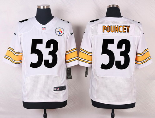 Men's Pittsburgh Steelers #53 Maurkice Pouncey White Nik Elite Jersey