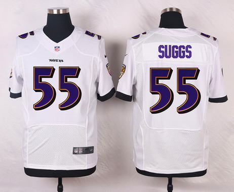 Men's Baltimore Ravens #55 Terrell Suggs  white Nik Elite Jersey