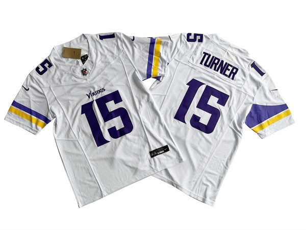 Men's Minnesota Vikings #15 Dallas Turner Nike White F.U.S.E. Vapor Limited Jersey