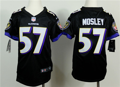 Kid's Baltimore Ravens #57 C.J. Mosley Nike Game Black Alternate Jersey