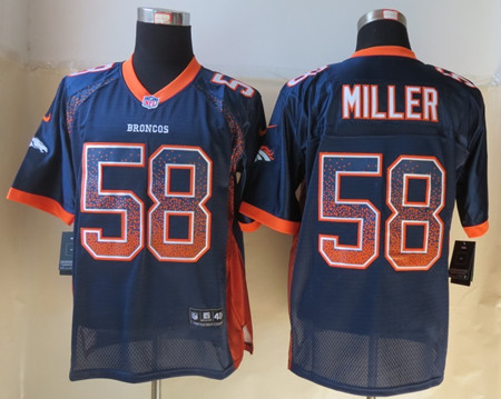 Men's Denver Broncos #58 Miller Nik Drift Fashion Blue Elite Jersey