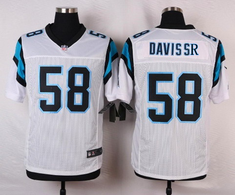 Men's Carolina Panthers #58 Thomas Davis SR White Road NFL Nike Elite Jersey