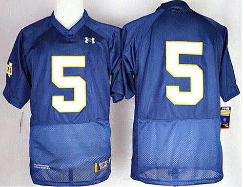 Men's Norte Dame Fighting Irish #5 Everett Golson Under Armour College Football Jersey - Blue