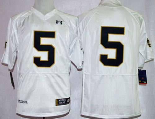 Men's Norte Dame Fighting Irish #5 Everett Golson Under Armour College Football Jersey - White