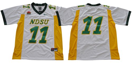 Men's North Dakota State Bison #11 Carson Wentz White Without Name Nike College Football Jersey