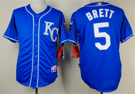 Men's Kansas City Royals #5 George Brett 2014 KC Blue Jersey
