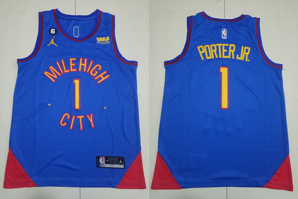 Mens Denver Nuggets #1 Michael Porter Jr. Mile High City Blue 2022-23 Statement Edition Swingman Jersey