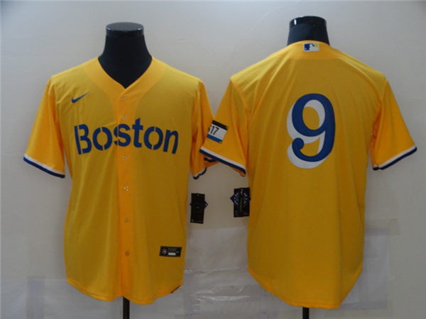 Men's Boston Red Sox  Retired Player #9 Ted Williams Yellow 2021 Nike MLB City Connect Jersey