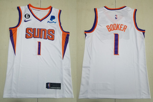 Mens Phoenix Suns #1 Devin Booker Nike White Association Edition Jersey