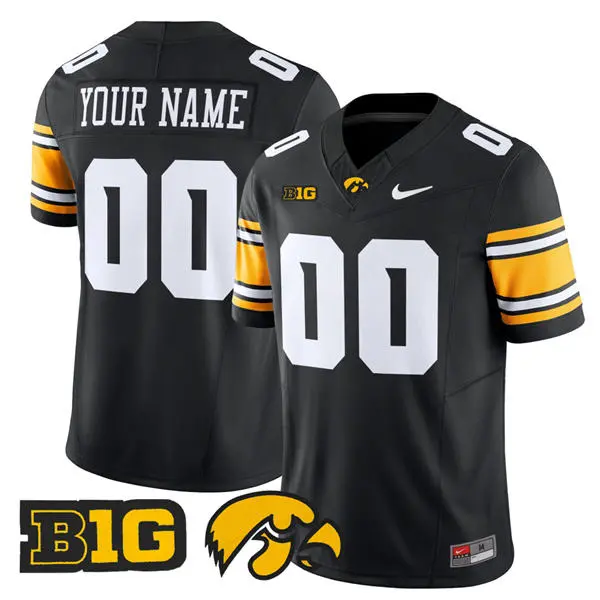 Mens Iowa Hawkeyes Custom Black Nike Football Jersey