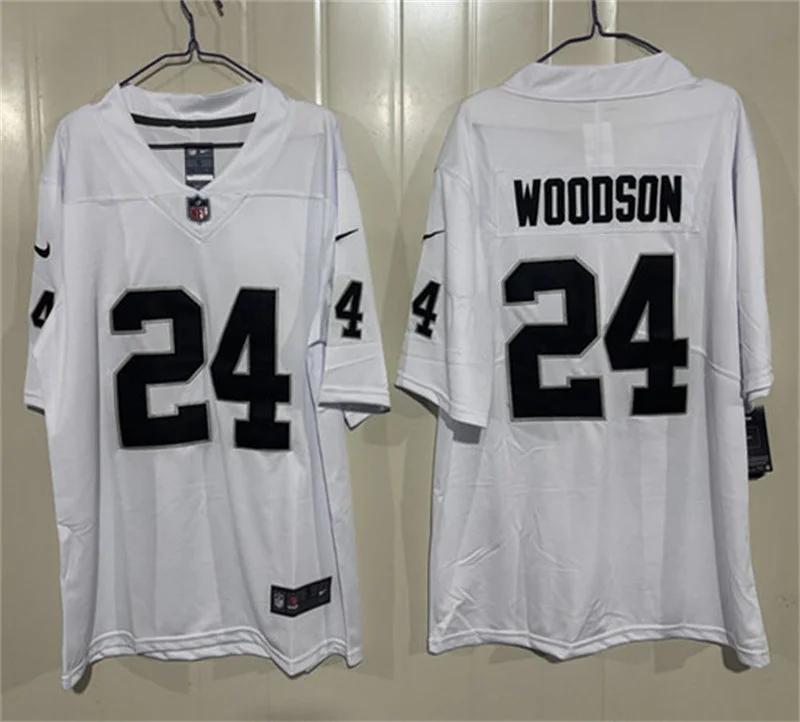 Men's Oakland Raiders #24 Charles Woodson Nike White Vapor Limited Jersey