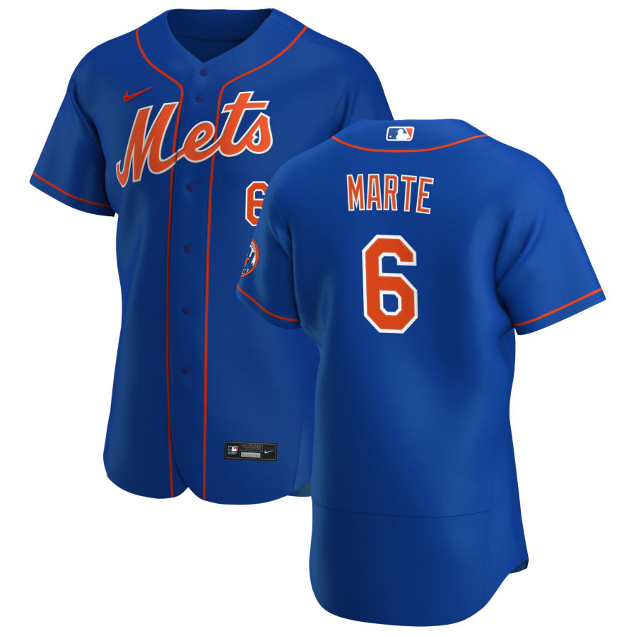 Mens New York Mets #6 Starling Marte Nike Royal Orange FlexBase Jersey