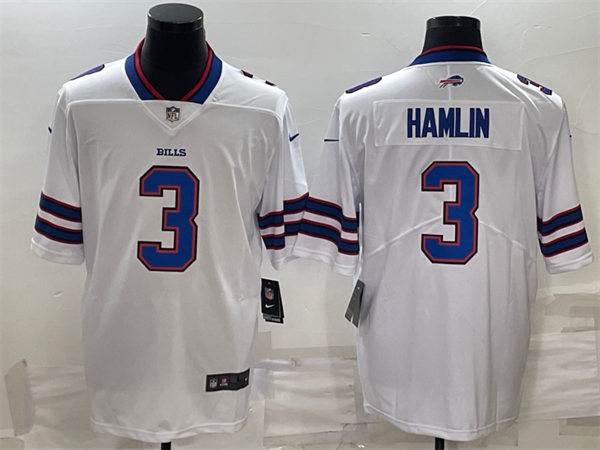 Mens Buffalo Bills #3 Damar Hamlin Nike White Away Vapor Limited Player Jersey