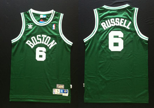 Men's Boston Celtics #6 Bill Russell Green Throwback Swingman Jersey