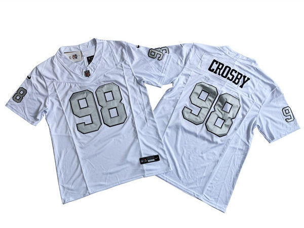 Men's Las Vegas Raiders #98 Maxx Crosby Nike White Color Rush 2023 F.U.S.E. Vapor Limited Jersey